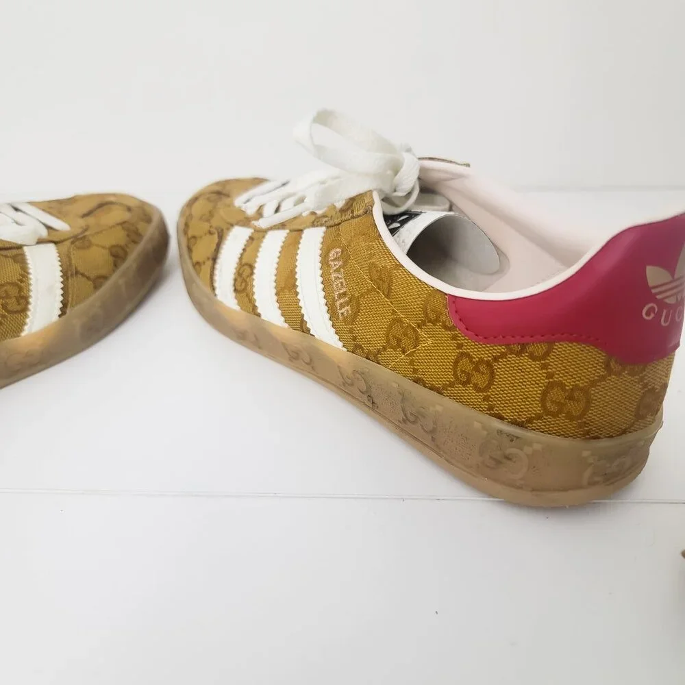 Gucci Adidas Gazelle GG Monogram Print Sneakers US 9.5/ UK 9